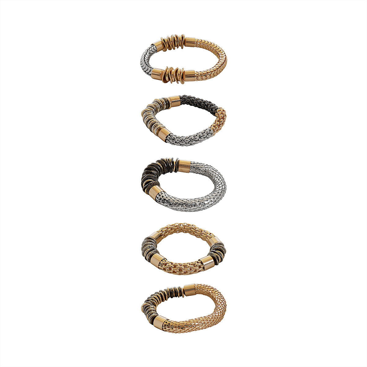 Armband-Set: Gold, Silber und Anthrazit