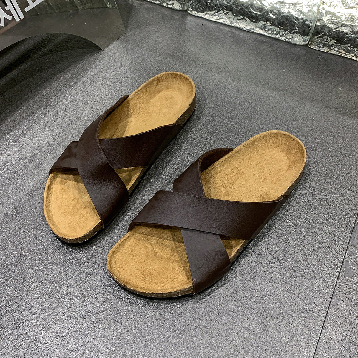 Herren Kork-Sandalen mit Kreuzriemen
