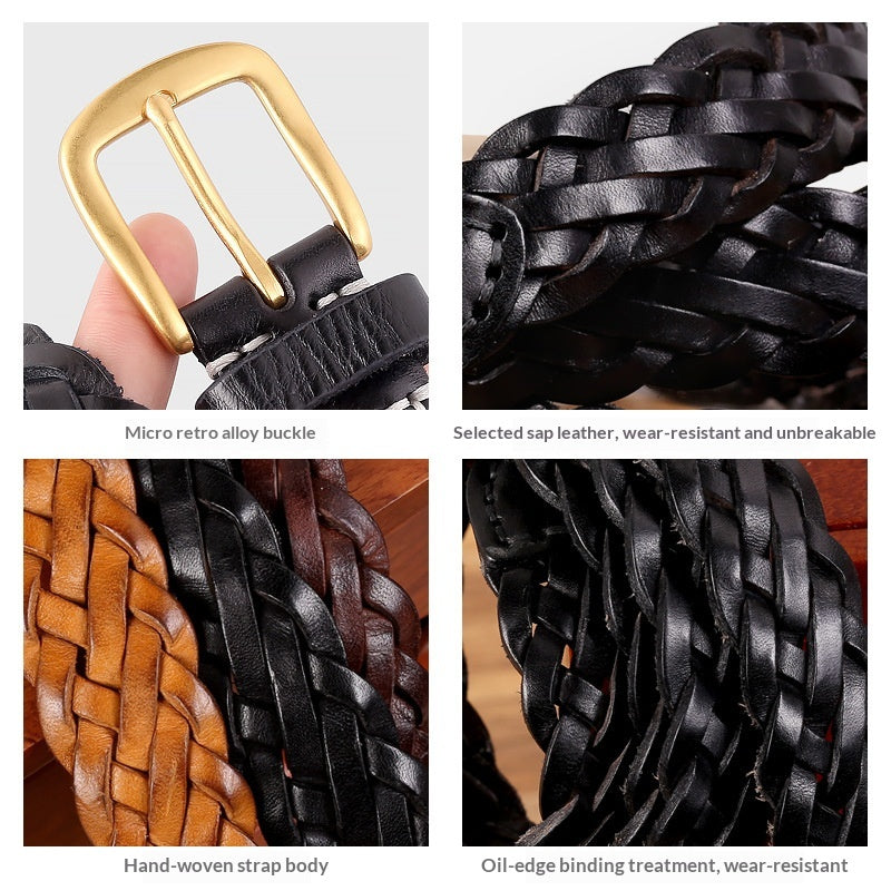 Vintage Ledergürtel handgeflochten – Ansicht 2
