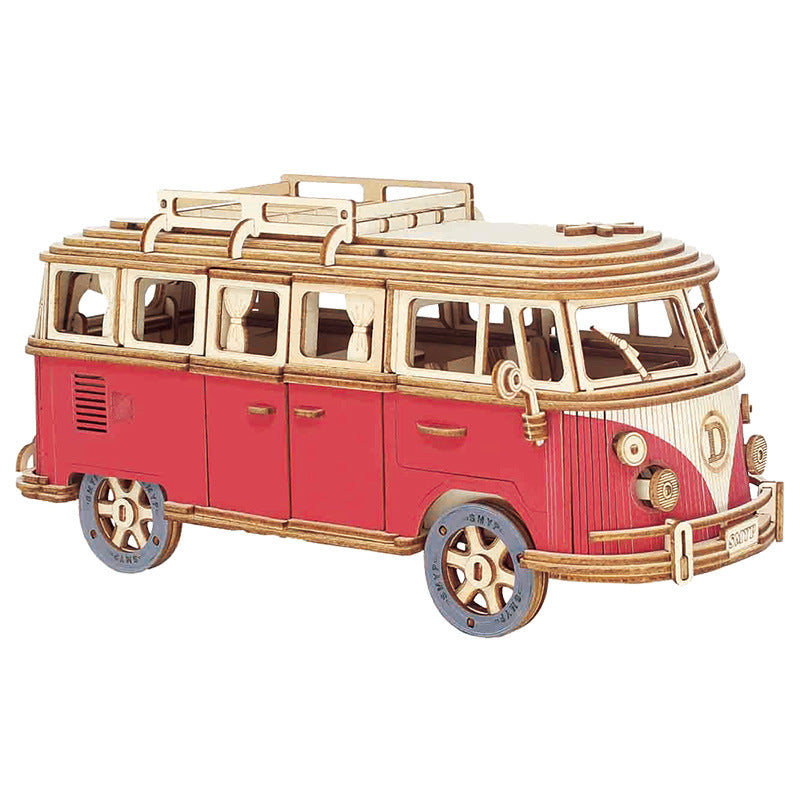 Holz 3D-Puzzle – Camper-Rot – Bild 2 | LuxeStyle