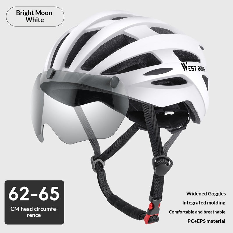 Velohelm mit integrierter Schutzbrille