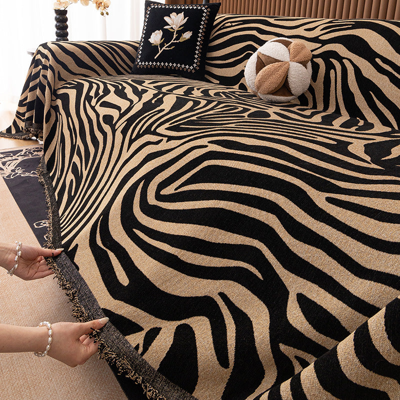 Chenille-Sofabezug mit Leopardenmuster
