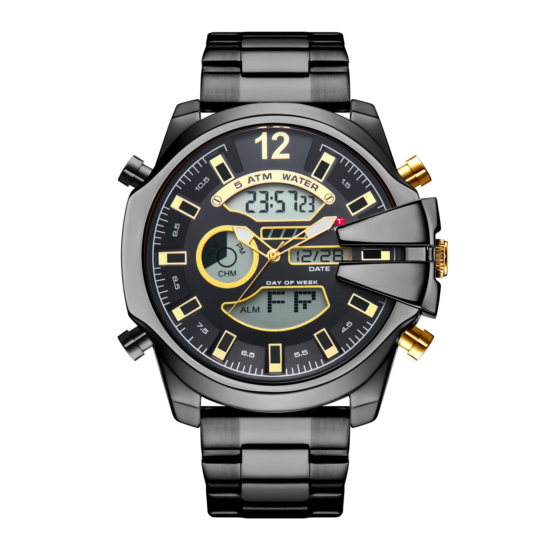 Sportliche Herrenuhr mit Doppel-Display