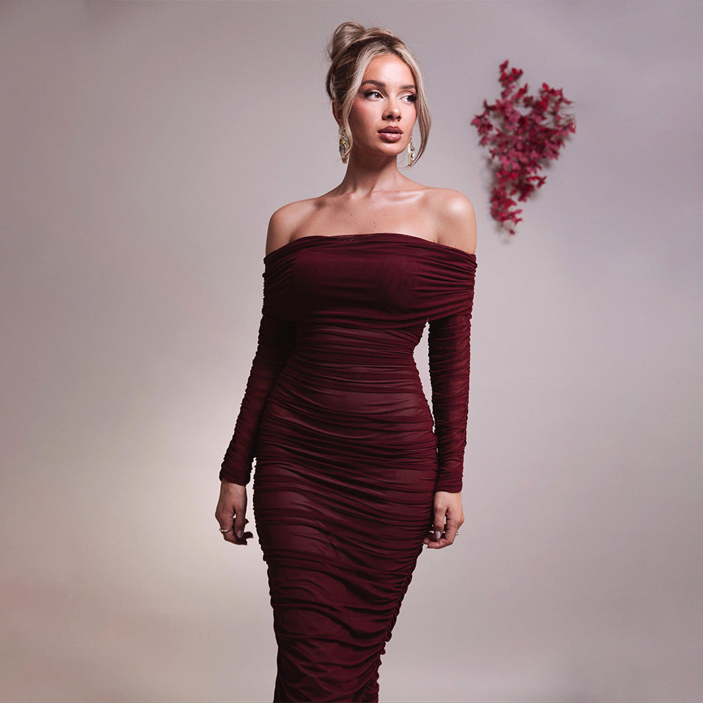Off-Shoulder-Plisseekleid «Aurélie» · schulterfrei & fliessend (Damen, 4 Farben)