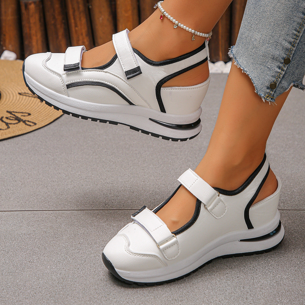 Damen Keilabsatz-Sandalen mit Farbblock-Design
