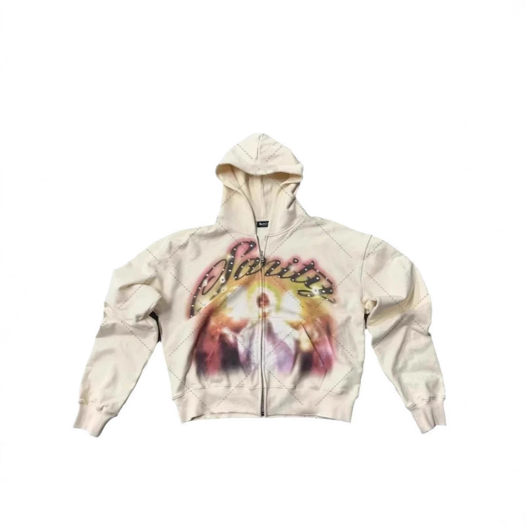 Kapuzenpullover mit Letter-Graffiti-Print – Ansicht 4