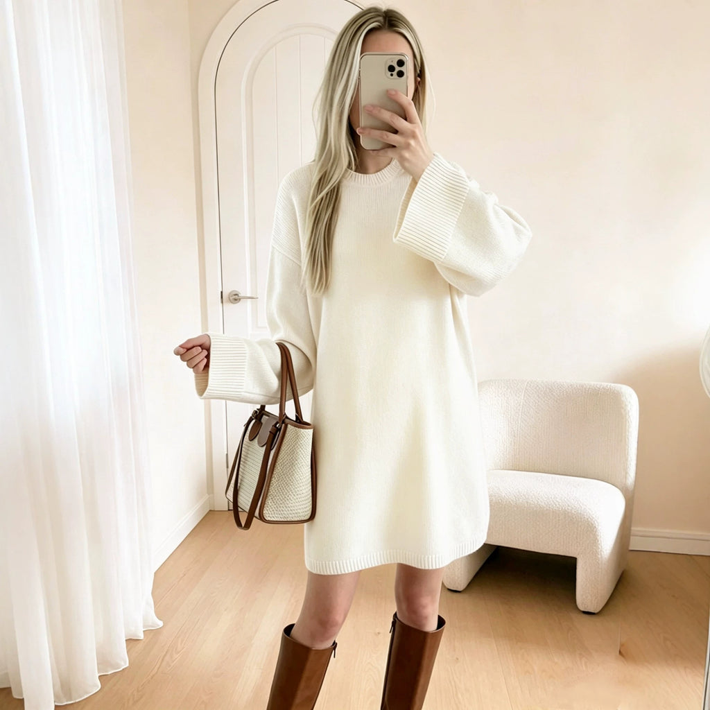 Midilangarm-Strickkleid für Damen