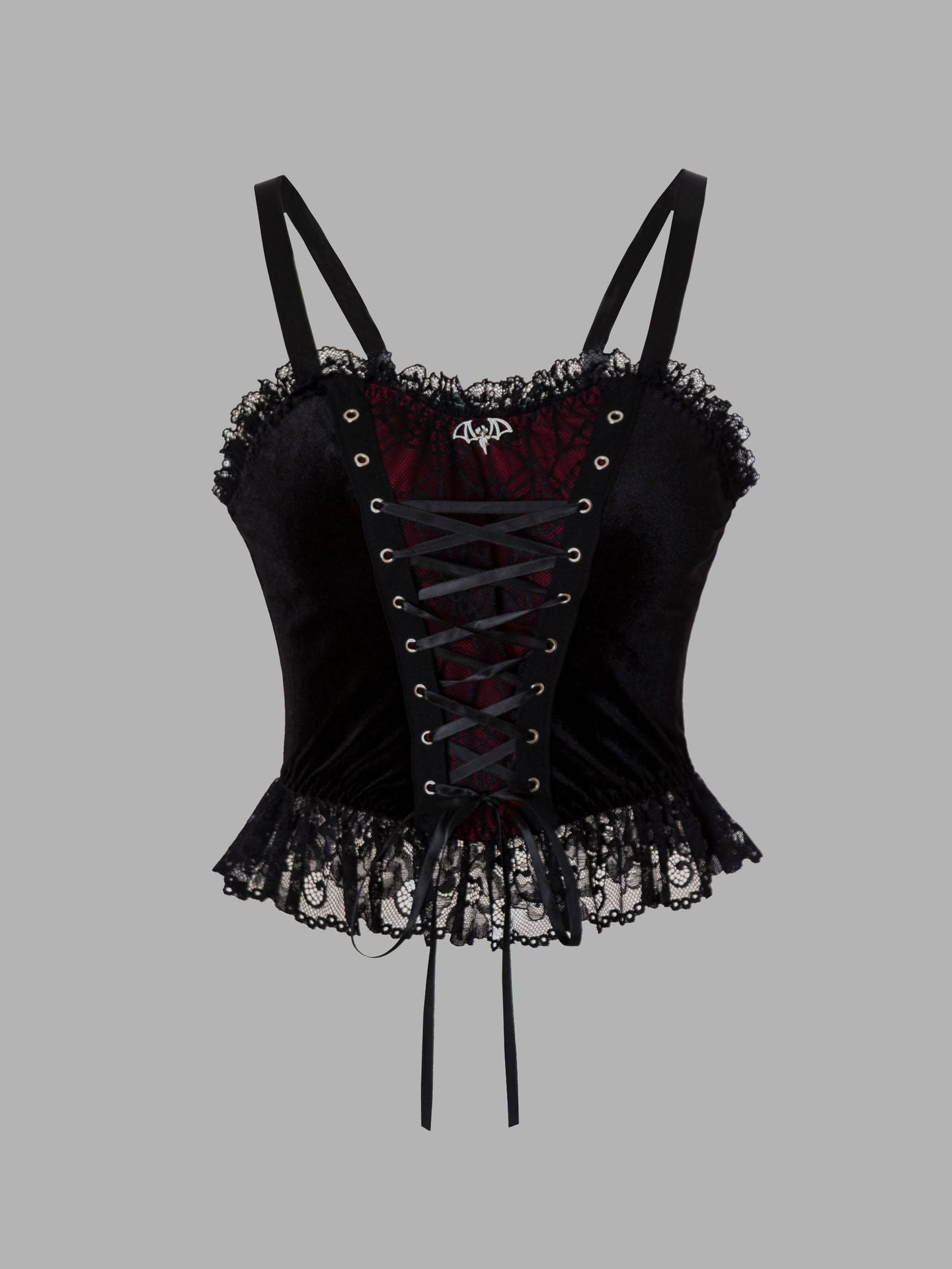 Samt-Camisole mit Schnürung