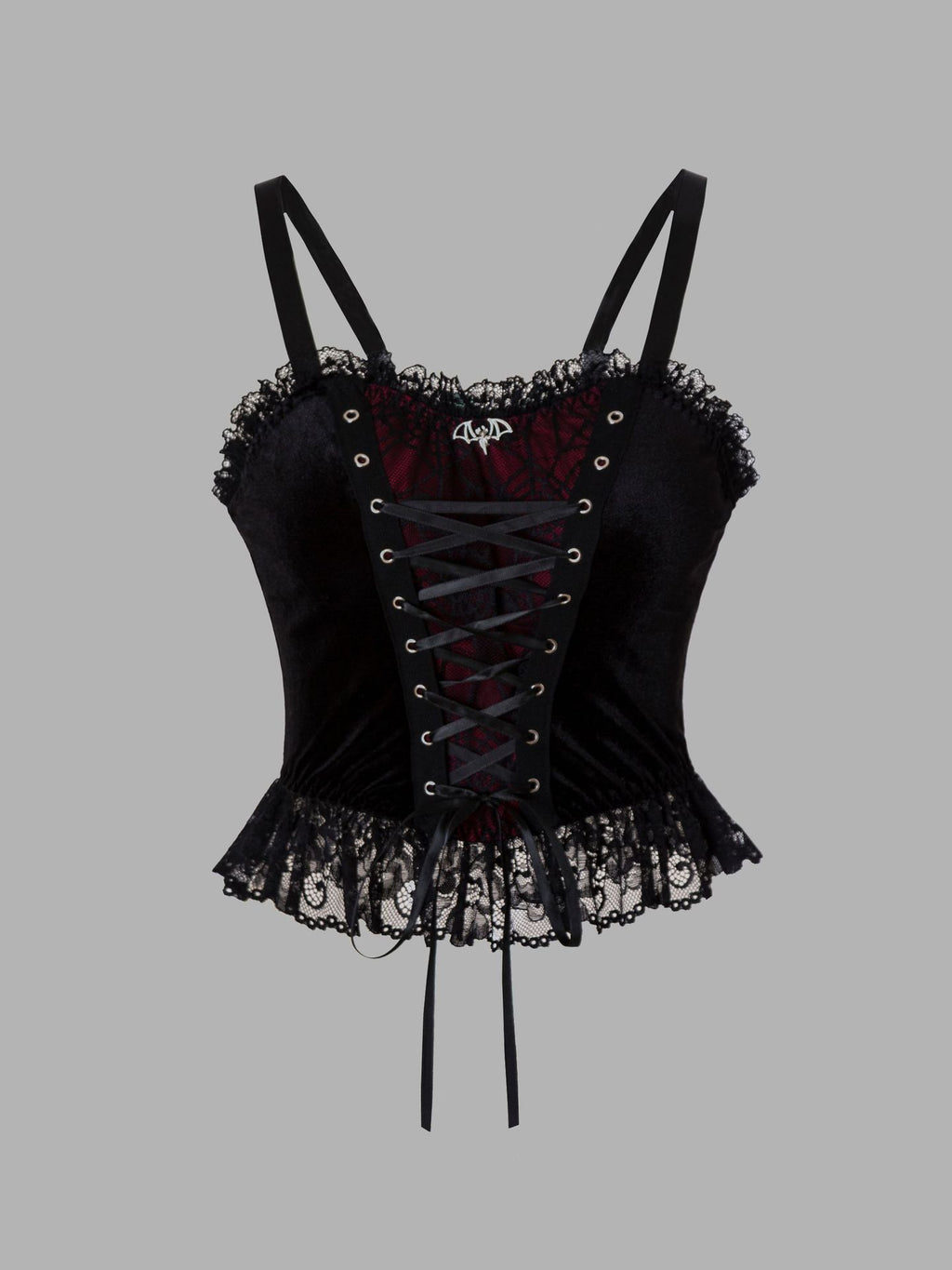 Samt-Corset-Cami-Top mit Schnürung