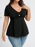 Elegantes V-Neck Top mit Schnallendetail – Bild 1 | LuxeStyle