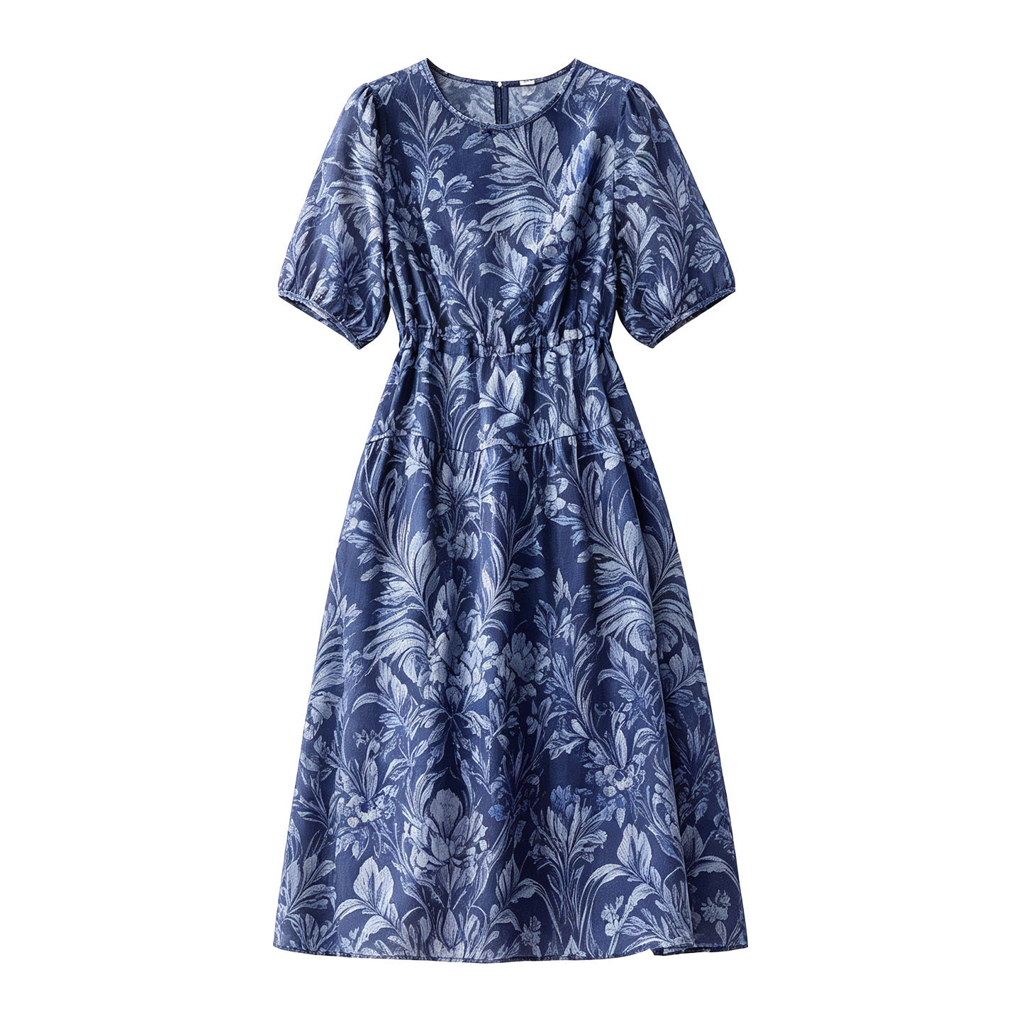 Tailliertes Blumenkleid mit Puffärmeln
