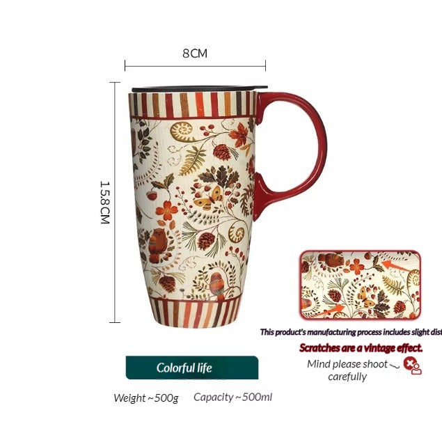 Keramiktasse mit Deckel – Pflanzen & Tiere – Bild 5 | LuxeStyle