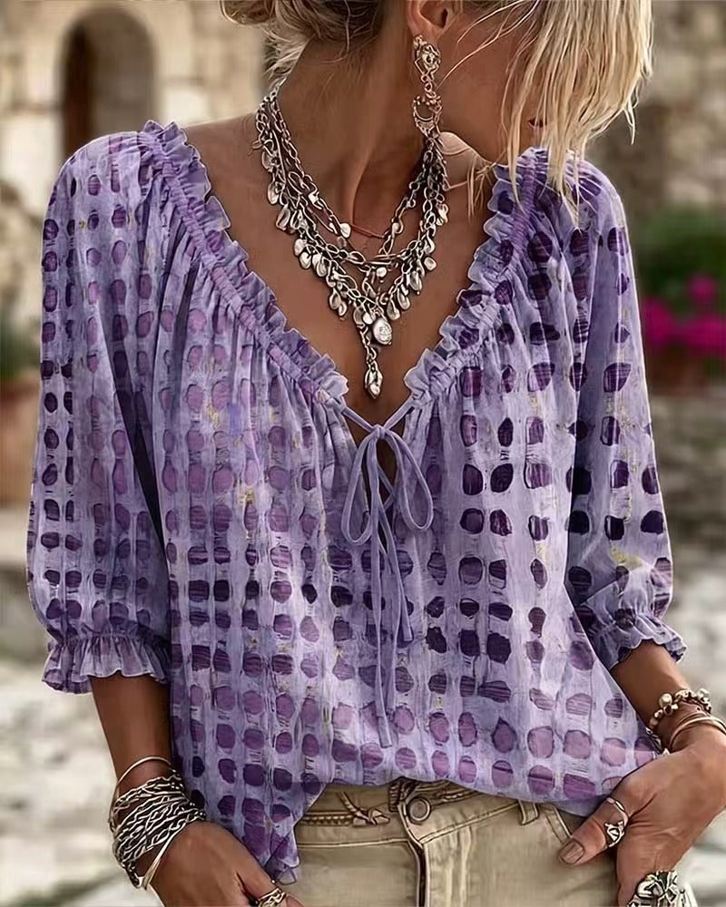 Bluse mit Tupfenmuster im Ethno-Stil