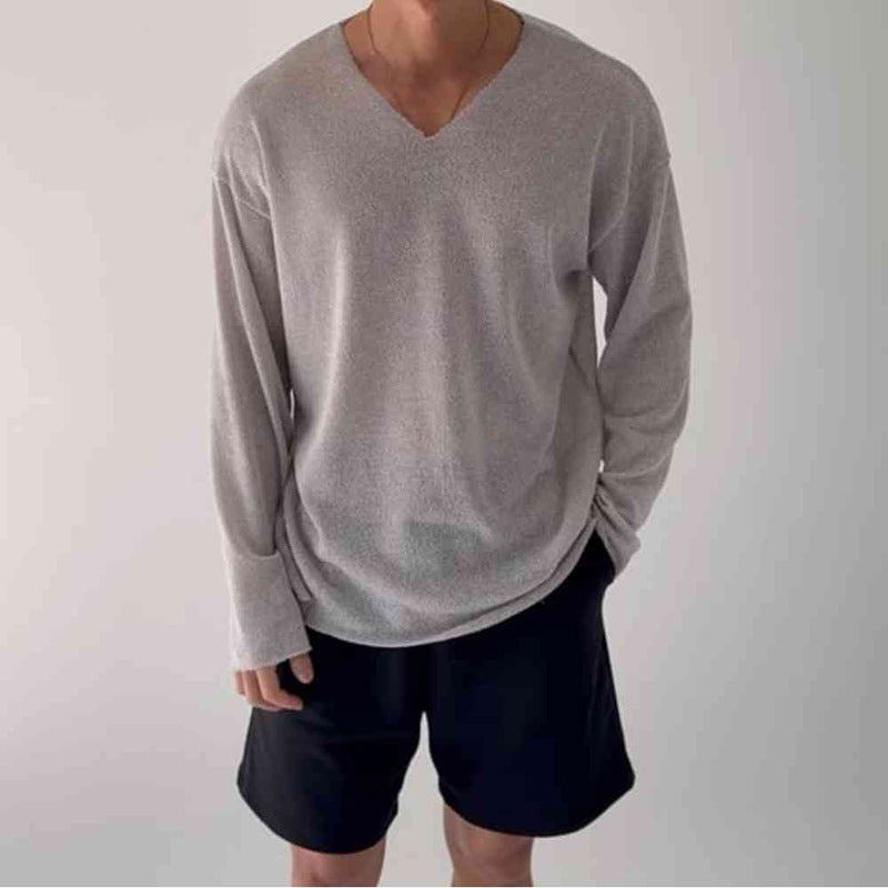 Herren Langarm-Strickpullover Slim Fit