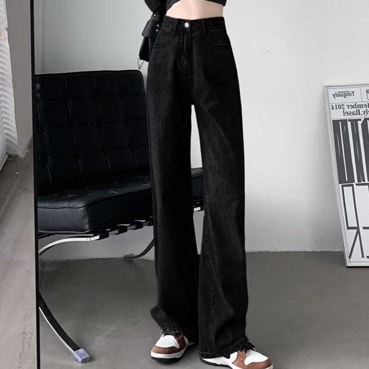 Retro Blue High Waist Straight Leg Jeans