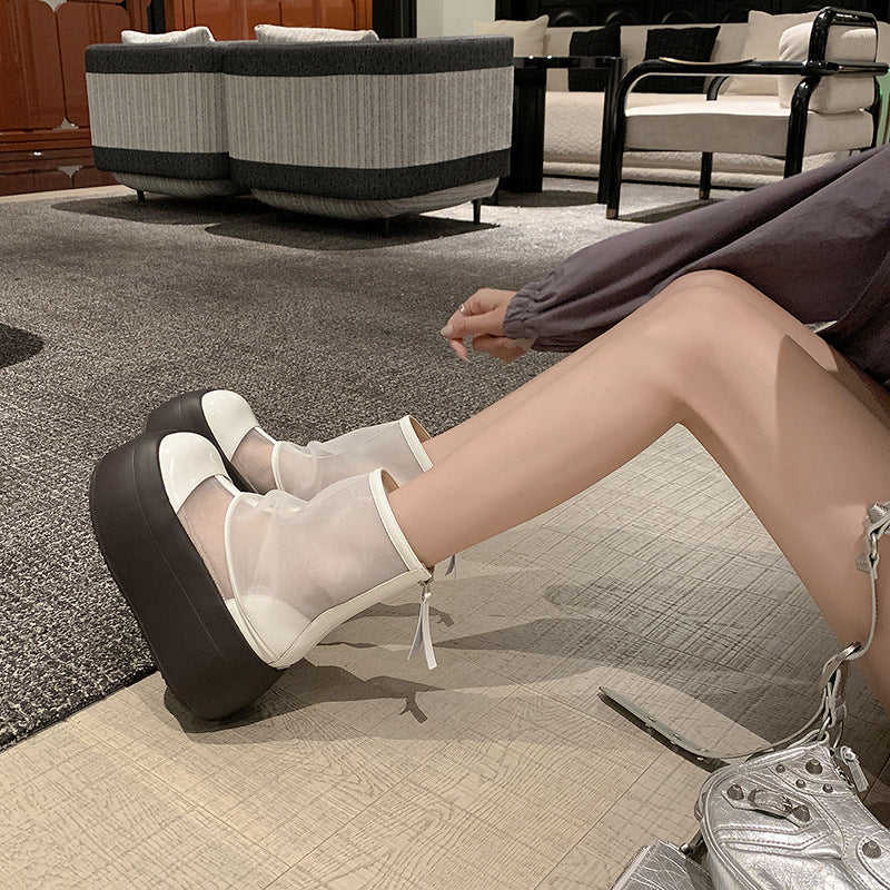 Damen Mesh Ankle Boots mit Cut-Outs