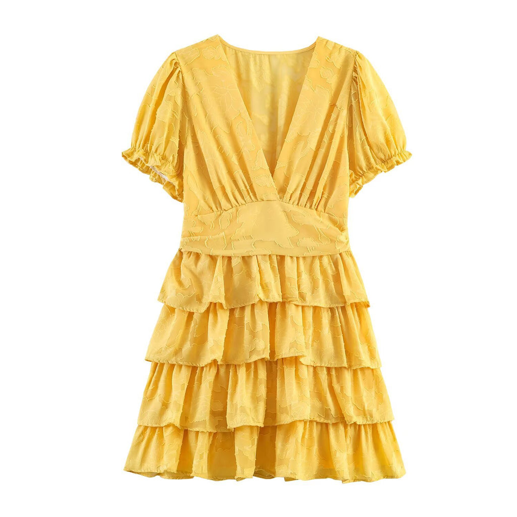 Elegantes A-Linien-Kleid mit Puffärmeln