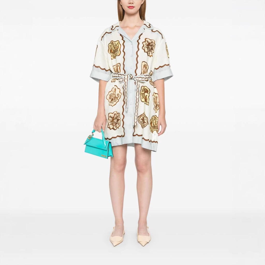 Kurzarmkleid mit Schnürung und Print – Bild 4 | LuxeStyle