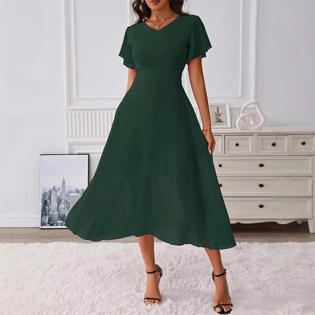 Elegantes Chiffonkleid mit V-Ausschnitt – Bild 2 | LuxeStyle