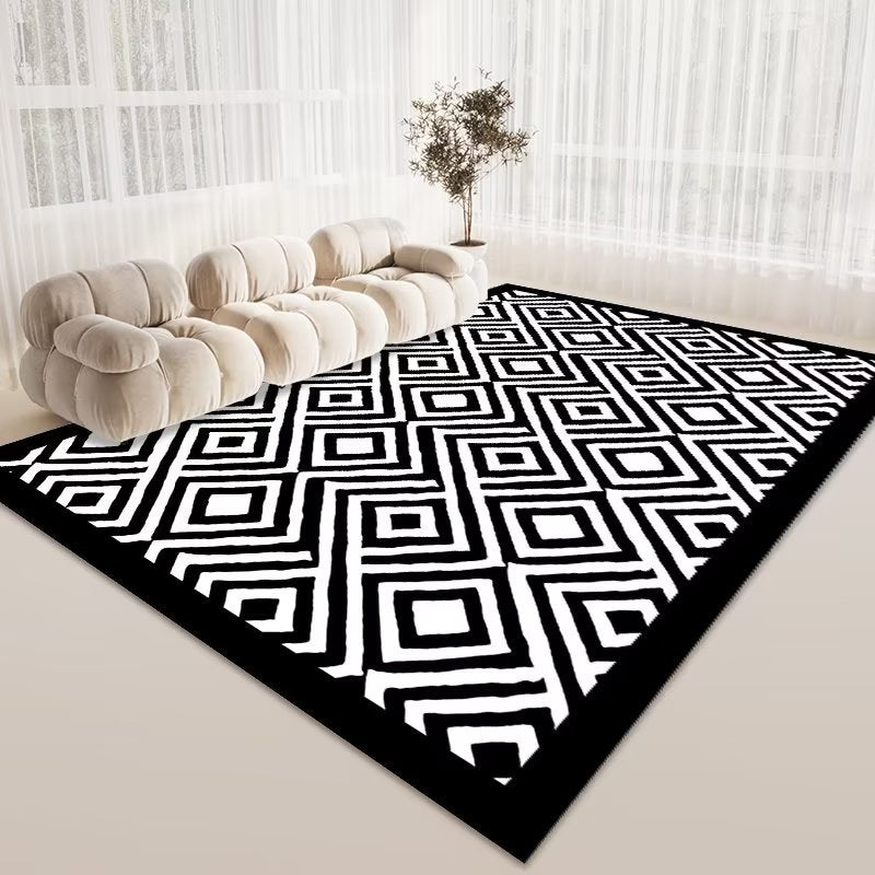 Velour-Teppich schwarz-weiss