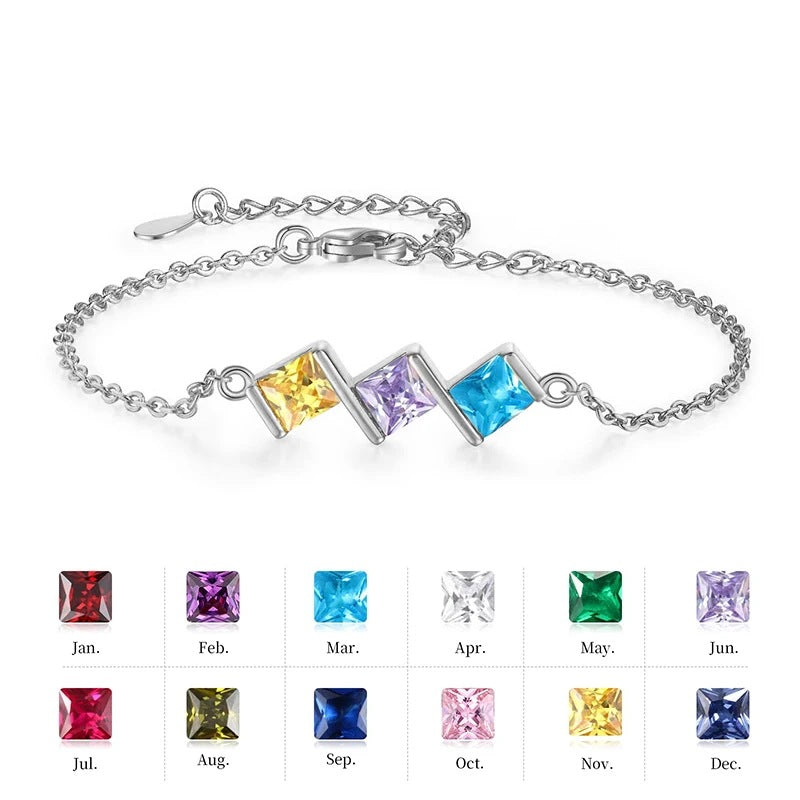 Geburtsstein-Armband – Geometrischer Würfel