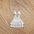 Spitzenkleid mit Krawattenhals