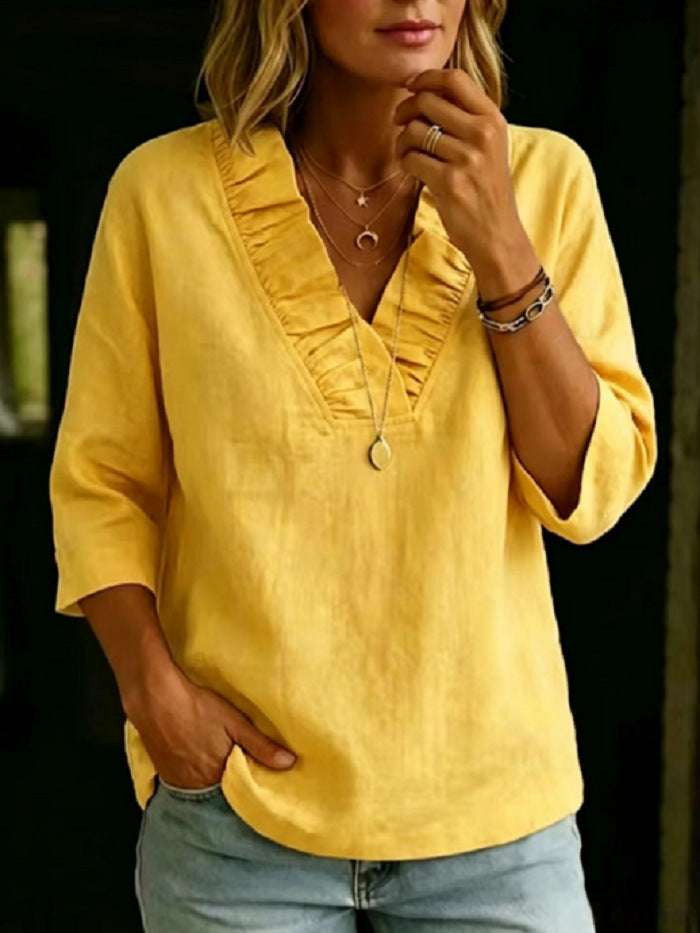 Damen Bluse aus Baumwoll-Leinen-Mix
