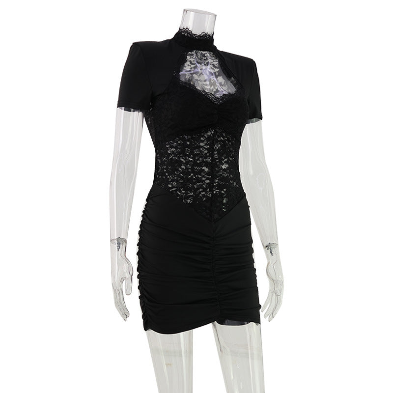 Minikleid mit Lochmuster und Spitze – Bild 7 | LuxeStyle