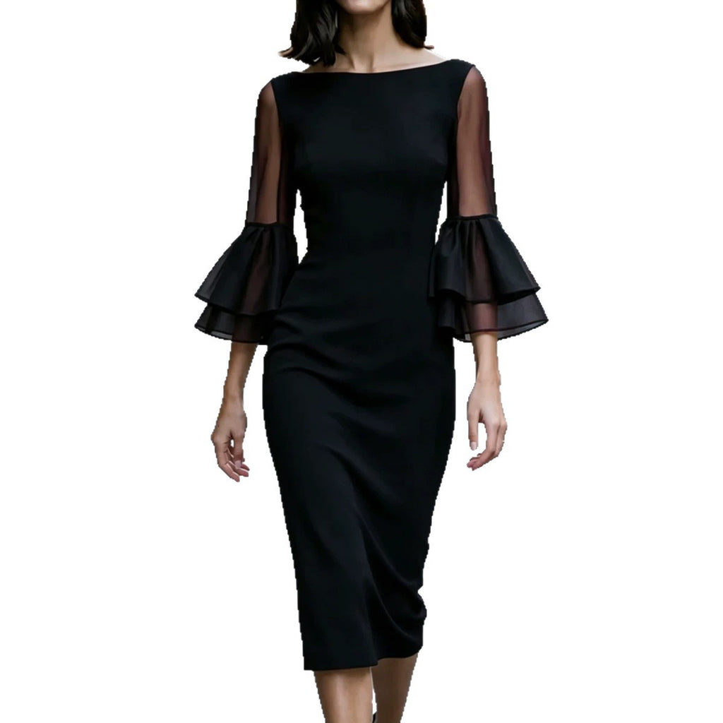 Off-Shoulder Etuikleid mit ausgestellten Ärmeln