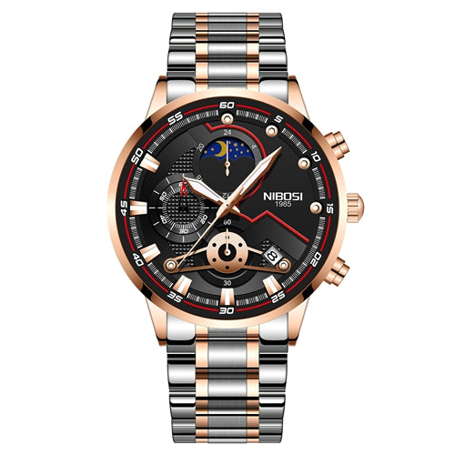 Herren-Quarzuhr mit Chronograph und Mondphase – Bild 5 | LuxeStyle