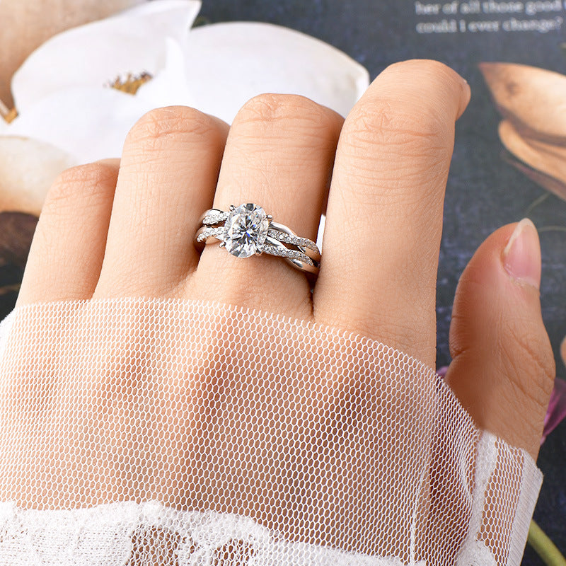 Moissanite Stapelring aus 925er Sterling Silber