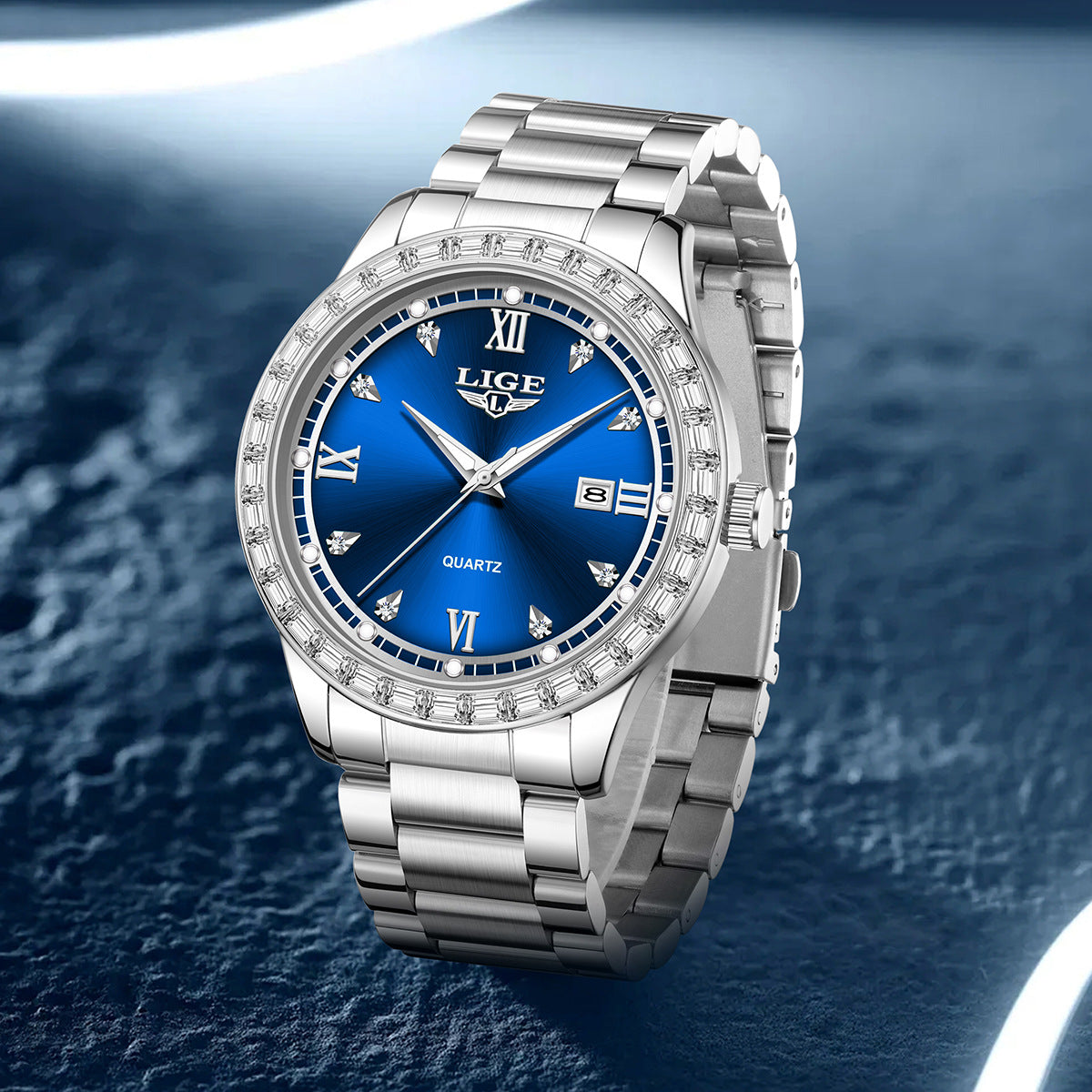 Damen-Uhr mit Strasssteinen – Bild 6 | LuxeStyle