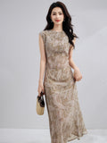 Elegantes, kurzärmliges Seidenkleid mit Rundhals – Bild 8 | LuxeStyle