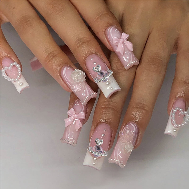 Pearl Flower Press-On Nails