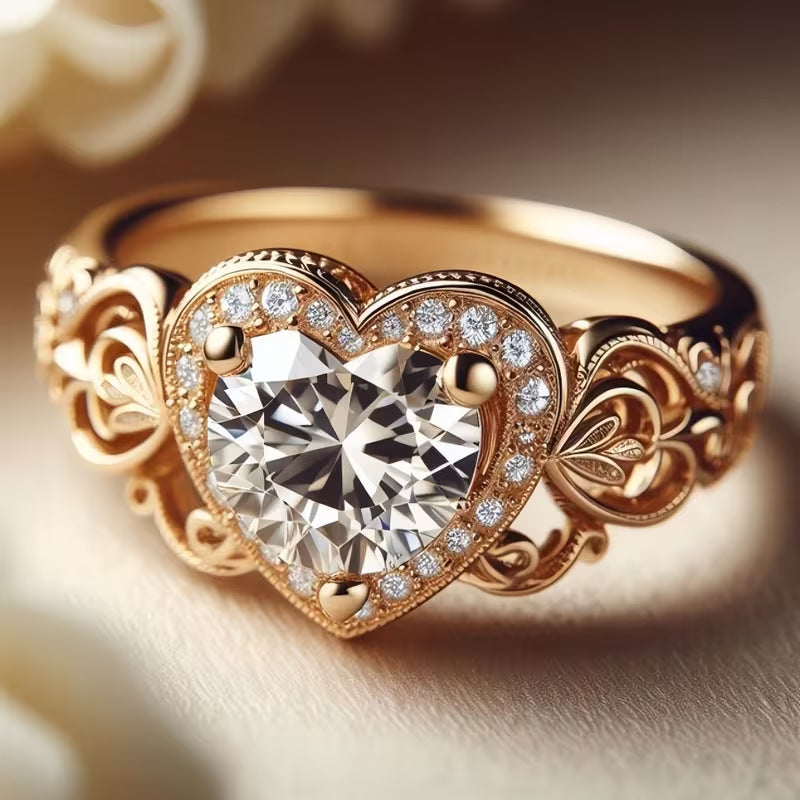 Herz-Ring Roségold · Zirkonia verziert