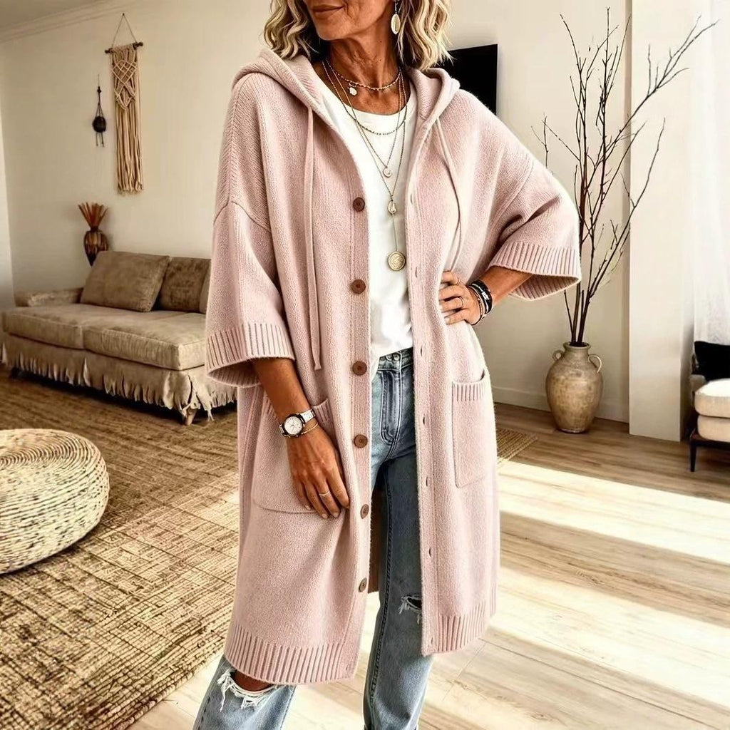 Damen Strick-Cardigan mit Kapuze – Bild 2 | LuxeStyle
