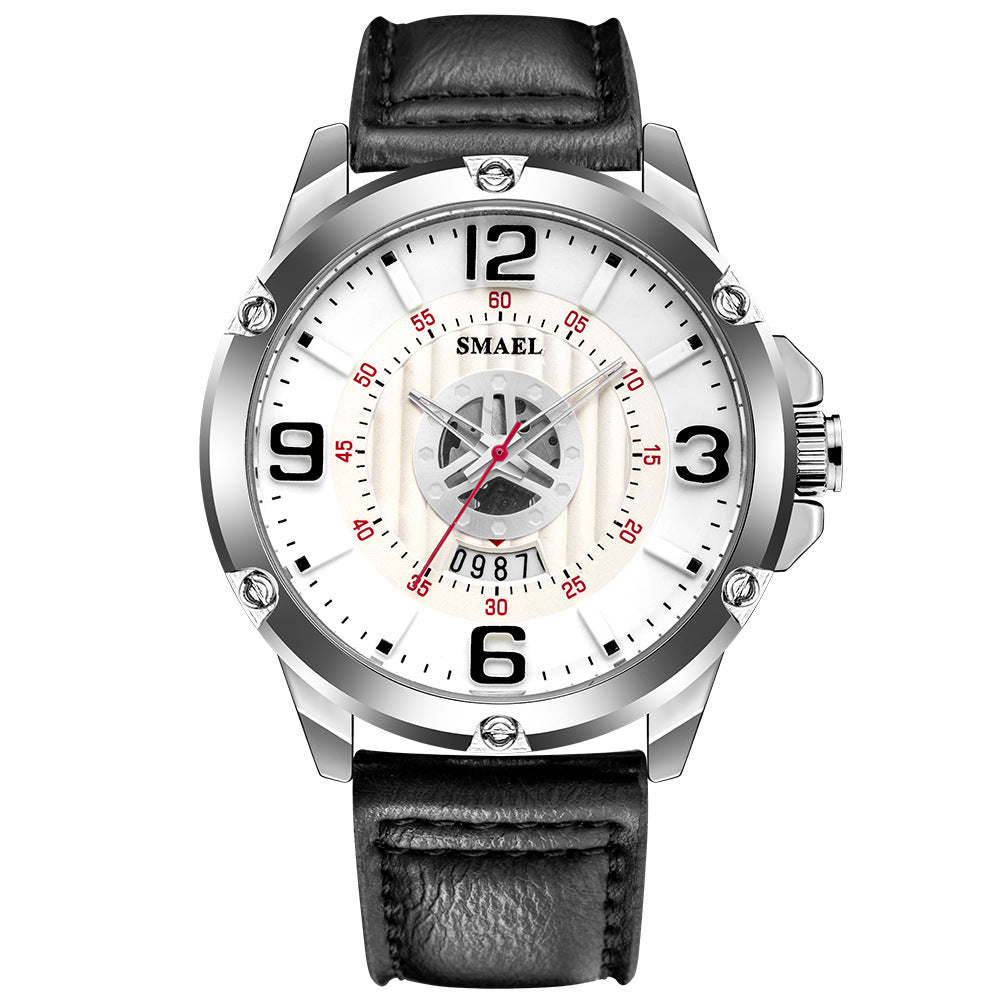 Quarz-Herrenuhr mit Lederarmband und Kalender – Bild 3 | LuxeStyle