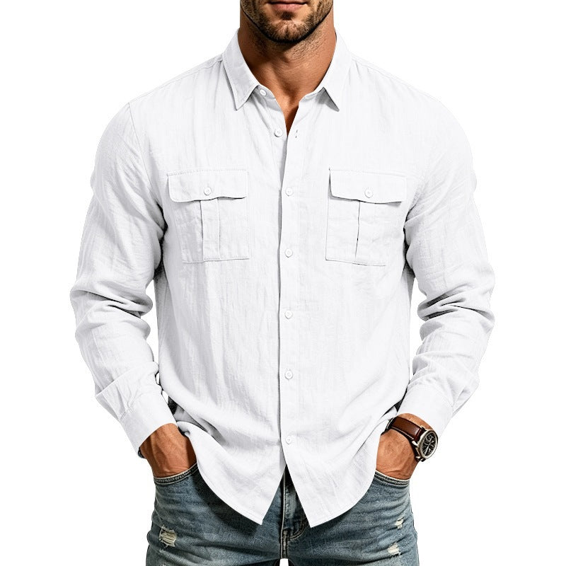 Langarm-Herren-Shirt aus Leinen-Polyester – Bild 5 | LuxeStyle