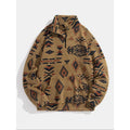 Herren Hoodie mit Ethno-Muster und Reissverschluss