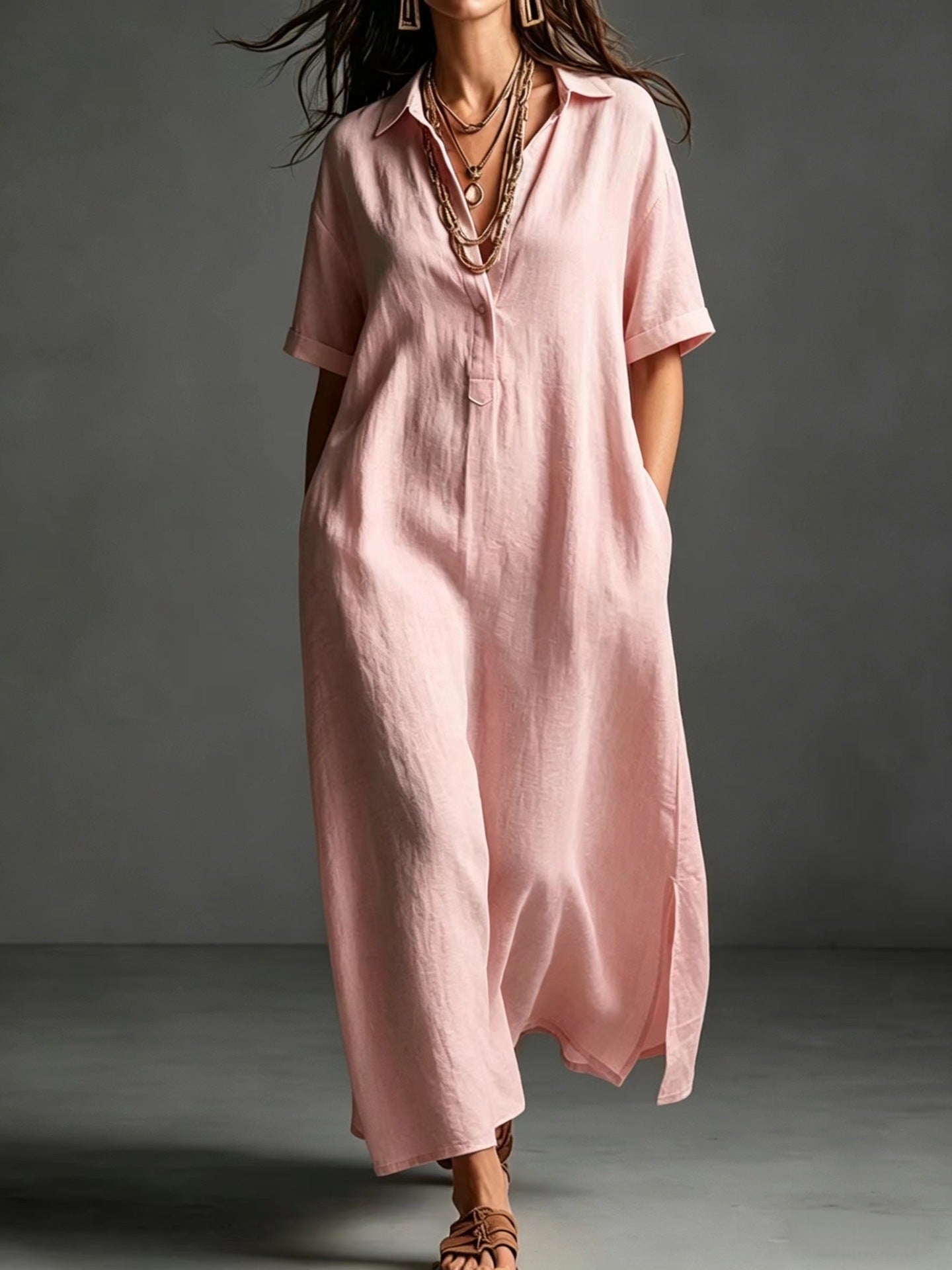 Elegantes knielanges Damen-Kleid mit Reverskragen