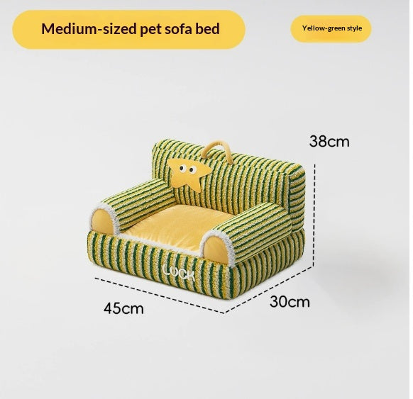 Gestreiftes Katzensofa – Plüsch & Rutschfest