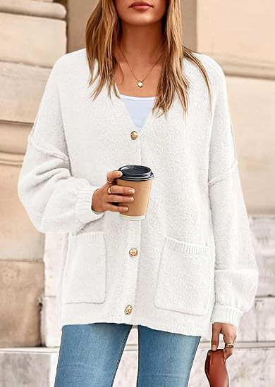 Damen V-Neck Strickjacke mit Taschen