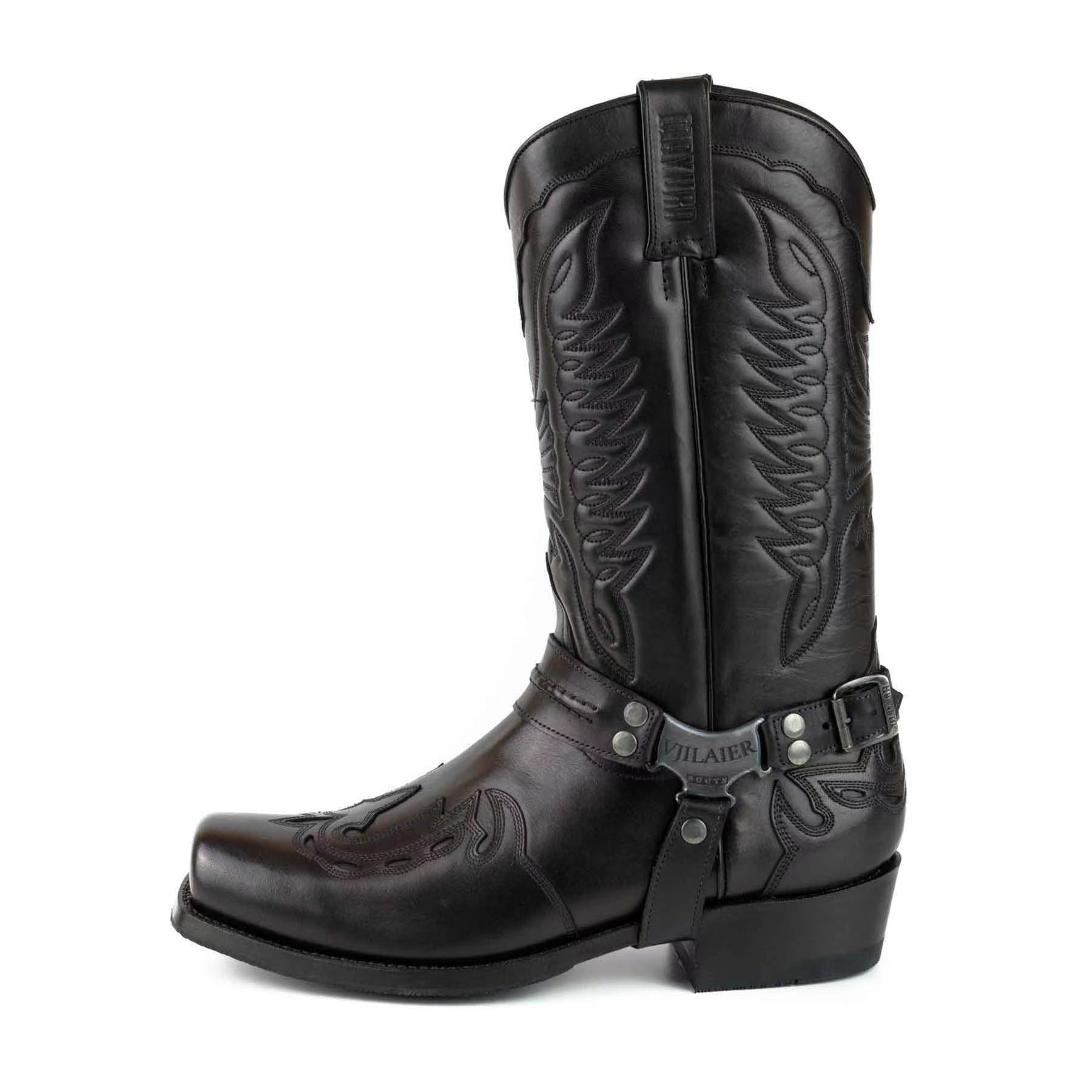 Mid-Calf Boots mit Schnalle und Blockabsatz