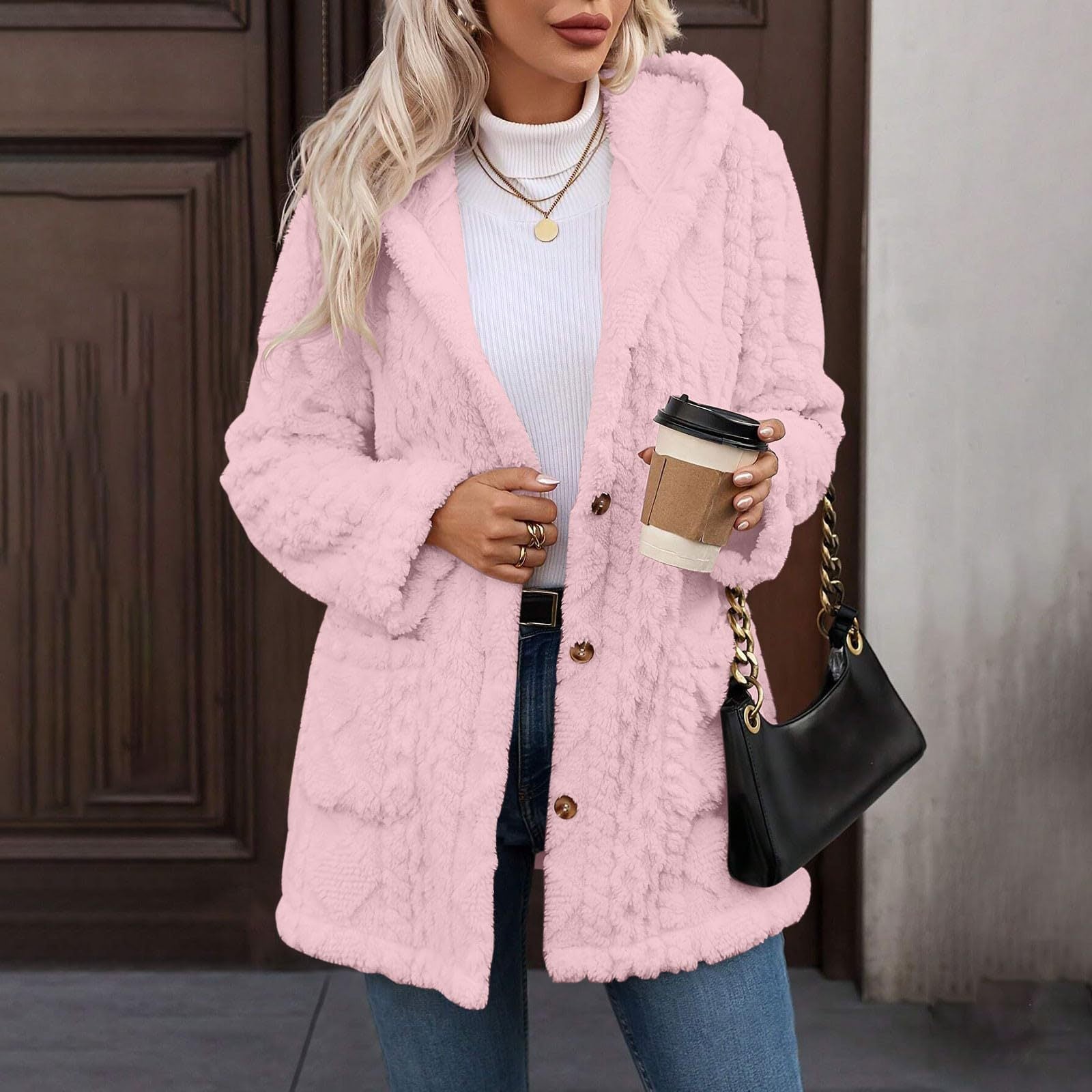 Kapuzen-Cardigan «Cosy» · uni, mit Knöpfen (Damen) – LuxeStyle