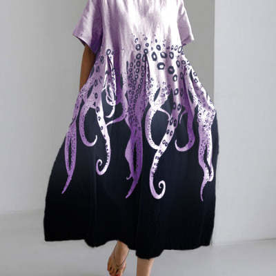 Casual Fashion Kleid mit Digitalprint | LuxeStyle