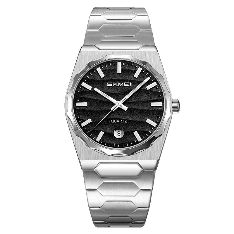 Herrenuhr mit Edelstahlband und Kalenderfunktion
