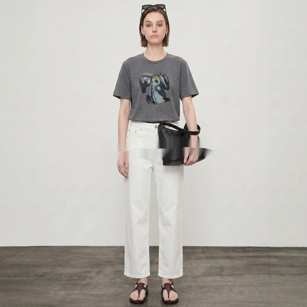 Weisse Cropped Jeans aus Lyocell