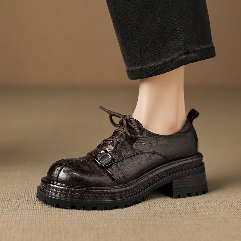Damen Plateau Oxford aus Lammleder