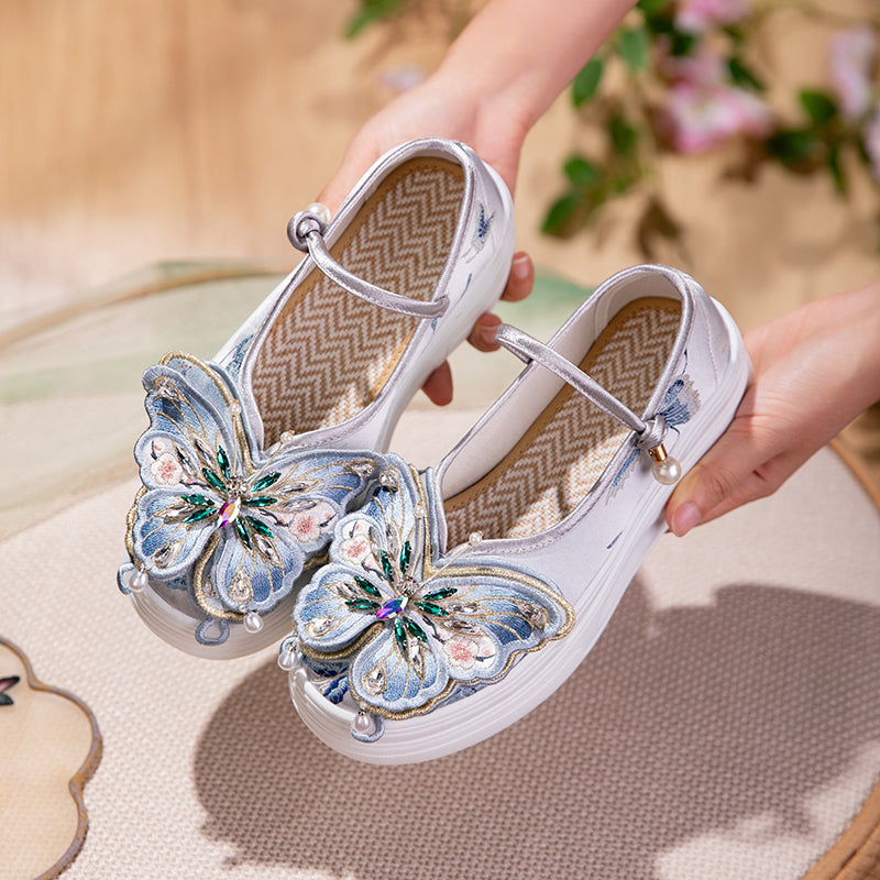 3D Schmetterling Mary Jane Plateau-Schuhe