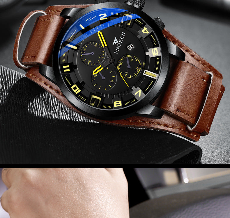 Wasserdichte Quarzuhr mit Nubuklederarmband – Bild 6 | LuxeStyle